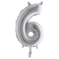 Palloncino - numero 6 - H 36 cm - mylar - argento - Big Party - 42846 - 8020834428469 - DMwebShop