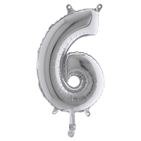 Palloncino - numero 6 - H 36 cm - mylar - argento - Big Party - 42846 - 8020834428469 - DMwebShop