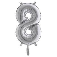 Palloncino - numero 8 - H 36 cm - mylar - argento - Big Party - 42848 - 8020834428483 - DMwebShop