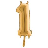 Palloncino - numero 1 - H 36 cm - mylar - oro - Big Party - 42701 - 8020834427011 - DMwebShop