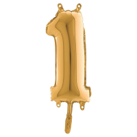 Palloncino - numero 1 - H 36 cm - mylar - oro - Big Party - 42701 - 8020834427011 - DMwebShop
