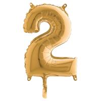 Palloncino - numero 2 - H 36 cm - mylar - oro - Big Party - 42702 - 8020834427028 - DMwebShop