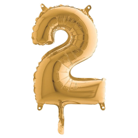 Palloncino - numero 2 - H 36 cm - mylar - oro - Big Party - 42702 - 8020834427028 - DMwebShop