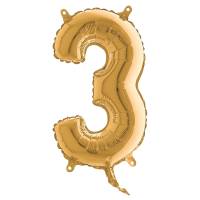 Palloncino - numero 3 - H 36 cm - mylar - oro - Big Party - 42703 - 8020834427035 - DMwebShop
