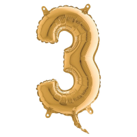 Palloncino - numero 3 - H 36 cm - mylar - oro - Big Party - 42703 - 8020834427035 - DMwebShop