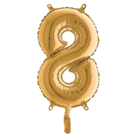 Palloncino - numero 8 - H 36 cm - mylar - oro - Big Party - 42708 - 8020834427080 - DMwebShop