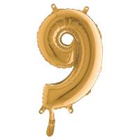 Palloncino - numero 9 - H 36 cm - mylar - oro - Big Party - 42709 - 8020834427097 - DMwebShop