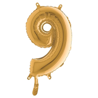 Palloncino - numero 9 - H 36 cm - mylar - oro - Big Party - 42709 - 8020834427097 - DMwebShop