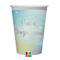 Bicchiere Soft Rainbow - Buon Compleanno - 200 ml - carta - conf. 8 pezzi - Big Party - 74293 - 8020834742930 - DMwebShop