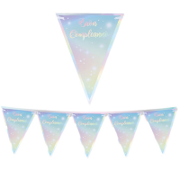 Festone bandiere Soft Rainbow - Buon Compleanno - 3 m - Big Party - 74422 - 8020834744224 - DMwebShop