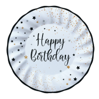 Piatto Happy Birthday - Ø 25 cm - carta - conf. 8 pezzi - Big Party - 74544 - 8020834745443 - DMwebShop