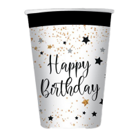 Bicchiere Happy Birthday - 200 ml - carta - conf. 8 pezzi - Big Party - 74546 - 8020834745467 - DMwebShop