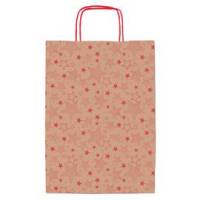 Shopper natale 36 x 12 x 41 cm carta kraft fantasia stelline rosso - 29192