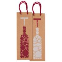 Portabottiglie natale - 37 x 12 x 9 cm - carta kraft - stampa fantasia - conf. 10 pezzi - Rex Sadoch - SDN12178 - 8006715102239 - DMwebShop