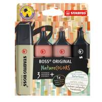 Evidenziatori Stabilo Boss NatureColors - tratto 2 + 5 mm - colori assortiti - astuccio 4 pezzi - Stabilo - 70/4-2-3 - 4006381603126 - DMwebShop