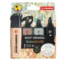Evidenziatore Stabilo Boss Original NatureColors - punta a scalpello - tratto - 2 - 5 mm - colori assortiti - astuccio 4 pezzi - Stabilo - 70/4-2-5 - 4006381603133 - DMwebShop
