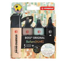 Evidenziatore Stabilo Boss Original NatureColors - punta a scalpello - tratto - 2 - 5 mm - colori assortiti - astuccio 4 pezzi - Stabilo - 70/4-2-5 - 4006381603133 - DMwebShop