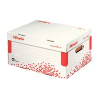 Scatola container Speedbox - Small - 25,2 x 35,5 cm - dorso 19,3 cm - bianco e rosso - conf. 15 pezzi - Esselte - 623911 - 4049793026015 - DMwebShop