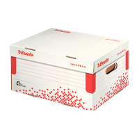 Scatola container Speedbox - Small - 25,2 x 35,5 cm - dorso 19,3 cm - bianco e rosso - Esselte 623911