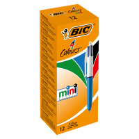 Penna a sfera a scatto multifunzione 4 Colours Mini - punta 1 mm - nero, blu, rosso, verde - conf. 12 pezzi - Bic - 895958 - 3086123277427 - DMwebShop