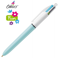 Penna a sfera a scatto multifunzione 4 Colours Fun - punta 1 mm - rosa, verde chiaro, turchese, viola - conf. 12 pezzi - Bic 982870