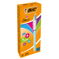Penna a sfera a scatto multifunzione 4 Colours Fun - punta 1 mm - rosa, verde chiaro, turchese, viola - conf. 12 pezzi - Bic - 982870 - 3086123219137 - DMwebShop