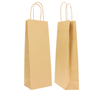 Portabottiglie in carta maniglie cordino - 14 x 9 x 38 cm - avana - conf. 20 sacchetti - Mainetti Bags