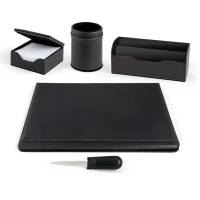 Servizio scrittoio William - ecopelle - 5 componenti - nero - City Time - 60451 - 8002787604510 - DMwebShop