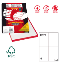 Etichetta adesiva C519 - permanente - 105 x 148,5 mm - 4 etichette per foglio - bianco - scatola 100 fogli A4 - Markin 210C519