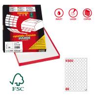Etichetta adesiva R300 - permanente - tonda Ø 20 mm - 88 etichette per foglio - bianco - scatola 100 fogli A4 - Markin - X210R300 - 8007047024695 - DMwebShop