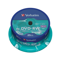 Confezione 25 DVD-RW - argento lucido - serigrafato - 4,7 Gb - Verbatim - 43639 - 23942436393 - DMwebShop