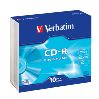 Scatola 10 CD-R DataLife Extra Protection - slim case - 52X - 700Mb - Verbatim 43415