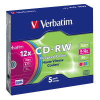 Scatola 5 CD-RW DataLife Plus - slim case - 8X-10X - serigrafato colorato - 700MB - Verbatim - 43167 - 023942431671 - DMwebShop