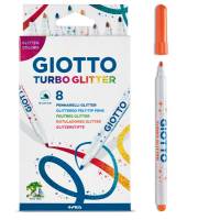 Pennarelli Turbo Glitter - punta 2,8 mm - colori assortiti - astuccio 8 pezzi - Giotto - 425800 - 8000825425806 - DMwebShop