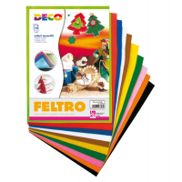 Feltro colorato - 21 x 30 cm - colori assortiti - conf. 10 fogli - Deco 07653