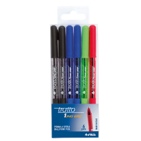 Penna a sfera - con cappuccio - Tratto1 Grip - punta 1 mm - colori assortiti - busta 6 pezzi - Tratto - 828800 - DMwebShop