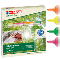 Evidenziatore 24 EcoLine - punta a scalpello - tratto 2 - 5 mm - astuccio 4 colori - Edding - 4-24-4S - 4004764917723 - DMwebShop