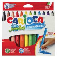 Pennarelli Jumbo punta 6 mm colori assortiti lavabili astuccio 12 pezzi - 18406