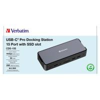 USB-C Pro Docking Station 15 Port with SSD slot CDS-15S - Verbatim - 32173-1 - 23942321736 - DMwebShop