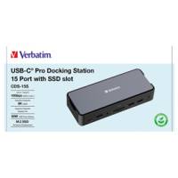 USB-C Pro Docking Station 15 Port with SSD slot CDS-15S - Verbatim - 32173-1 - 23942321736 - DMwebShop