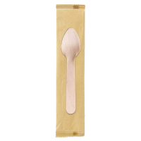Cucchiaini monouso - imbustati singolarmente - 11 cm - legno - conf. 250 pezzi - Signor Bio - WCS015BIO250B - DMwebShop