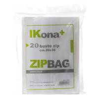 Sacchetti Zip - 20 x 30 cm - PE - trasparente - scatola 20 pezzi - conf. 15 pezzi - Ikona - 1801 - 8004957012156 - DMwebShop
