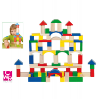 Gioco costruzioni in legno - pezzi assortiti - conf. 100 pezzi - Cwr 58669