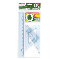 Set disegno per mancini - riga 30 cm - squadre 45/60 gradi - Arda 70420MAN