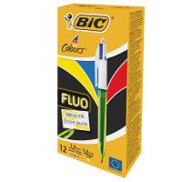 Penna a sfera a scatto multifunzione 4 Colors Fluo - punta 1,0 - 1,6 mm - 4 colori fluo - fusto giallo fluorescente - conf. 12 pezzi - Bic - 982868 - 3086123415263 - DMwebShop
