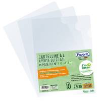 Cartelline a L - 22 x 30 cm - PE Bio-Based - liscio superior - trasparente - conf. 10 pezzi - Favorit - 400178018 - 8006779048177 - DMwebShop