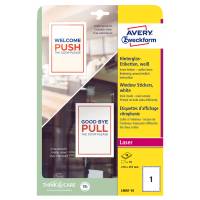 Etichette adesive per finestre - in carta - con pellicola - laser - rimovibili - 210 x 297 mm - 1et/fg - 10 fogli - bianco - Avery - L9001-10 - 4004182334904 - DMwebShop