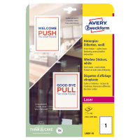 Etichette adesive per finestre - in carta - con pellicola - laser - rimovibili - 210 x 297 mm - 1et/fg - 10 fogli - bianco - Avery - L9001-10 - 4004182334904 - DMwebShop