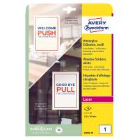 Etichette adesive per finestre - in carta - con pellicola - laser - rimovibili - 210 x 148 mm - 1et/fg - 10 fogli - bianco - Avery L9002-10 - 4004182334911 - DMwebShop
