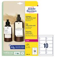 Cartellino micro-perforato stampabile - cartoncino - laser - 90 x 50 mm - 10 cartellini per foglio - 10 fogli - bianco - Avery - T1001-10 - 4004182335307 - DMwebShop